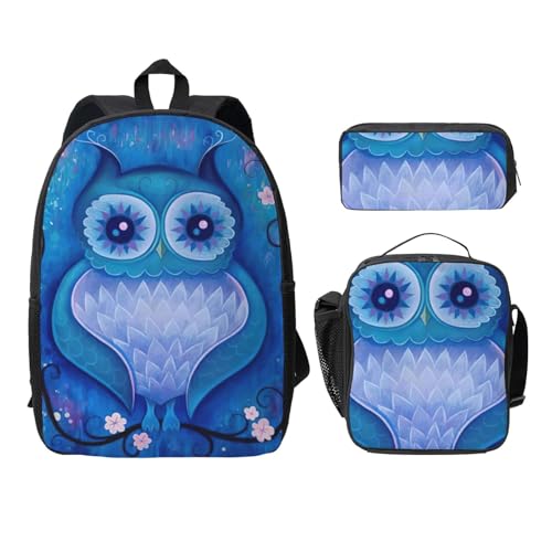 Sac à dos hibou bleu EdWal ensemble scolaire 3 pièces léger avec sac lunch