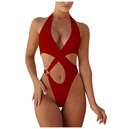 Preisvergleich Produktbild Bademode Damen Bauchweg Badeanzug Sexy Neckholder Schwimmanzug Einteiliger Badeanzug Push Up Badeanzüge Aushöhlen Strandmode Badebekleidung Kanpola