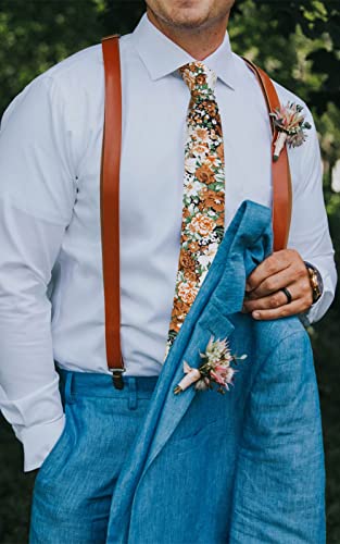 Image of Mantieqingway Floral Ties for Men Skinny Cotton Tie Flower Necktie
