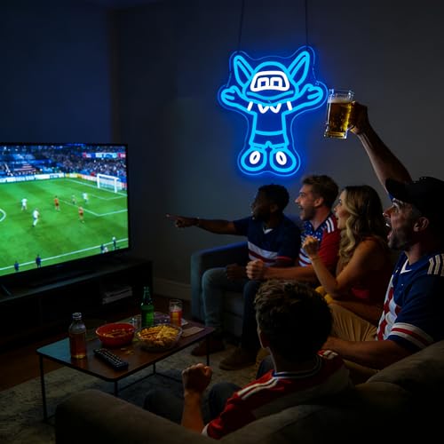 Image of Football Neon Sign for Wall Decor Soccer Team Logo LED Light for Man Cave | Dimmable football neon light, bedroom, bar, party, fans club wall decor, gifts for soccer team fans, size 13.7*12.5 in