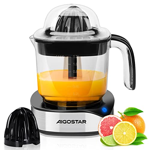 Aigostar Exprimidor de Naranjas Electrico, 40W, 1,2L, Doble Sentido de Giro, 2 Conos Desmontables y...
