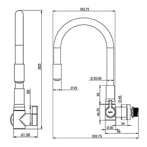 Hydra TORNEIRA COZINHA PAREDE HYDRAMOTION GOURMET , Branco