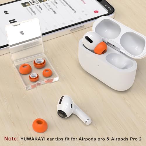 Image of 3 Pairs Replacement Ear Tips for AirPods Pro and 2nd Generation with Noise Reduction Hole, Silicone Ear Tips for AirPods Pro with Portable Storage Box and Fits in Charging Case (S /M /L, Orange)