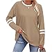 Womens Long Sleeve Shirts Color Block Casual Crewneck Tops Tshirt Basic Tee Fall Fashion Clothes Trendy Outfits Khaki