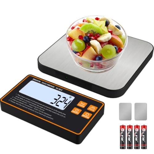 HUAJUN デジタル台はかり 電子秤 隔測式 磁気吸着設計 壁掛け 高精度 1g単位 デジタルスケール LCDディスプレイ 風袋引き機能 防水 ステンレス鋼 操作簡単 測り デジタル 電池4本付き 壁用接着剤 キッチン 料理 食事の準備 荷物 郵便物 業