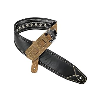 Walker & Williams C-35 Sangle rembourrée en cuir pleine fleur avec clous en métal Noir - Les Beatles, Paul McCartney, John Lennon, RIngo Starr, George Harrison Walker & Williams C-35 Sangle rembourrée en cuir pleine fleur avec clous en métal Noir – Image 6