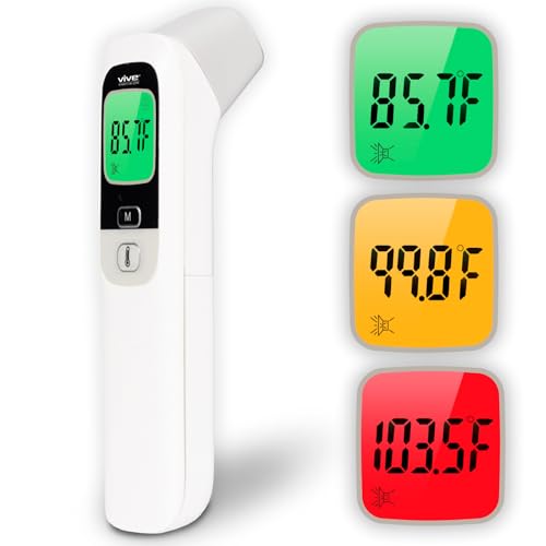 Vive No-Touch Forehead Thermometer - No Contact Infrared Digital Thermometer for Adults, Kids, Babies, & Objects - Touchless, Accurate Temporal Fever Sensor - Fast, Memory Recall, Large Display