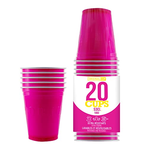 Pack de x20 Original Pink Cups Officiels | Gobelets Américains 53cl Roses | Beer Pong | Qualité Premium | Gobelets en Plastique Réutilisables | Lavables Main et...