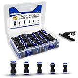 Brintek 100PCS Push to Connect Fittings Pneumatic Air Line 4 6 8 10 12 mm Straight Push to Link Quick Release Connectors with 1PCS Tube Cutter