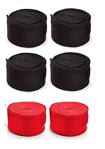 Facto Power 3 Pair Cotton Material Boxing Hand Wraps Elastic Hand & Wrist Support for Kickboxing Training Gym Workout (Black,Black. Red) (Length : 120 Inch) (B0CJ41Y6VP) Amazon Price History, Amazon Price Tracker