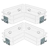 Nieifi Adhesive Corner Shower Caddy Shelf Basket Rack with Hooks, Rust Proof Stainless Steel Bathroom Shelf Shampoo Holder No Drilling (White)