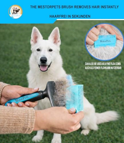 MstorPets Professionelle Zupfbürste für Hunde und Katzen mit Schutznoppen - Entfernt sanft Unterwolle, Verfilzungen & Knoten - Langhaarige Hundebürste und Pudelbürste für die tägliche Fellpflege