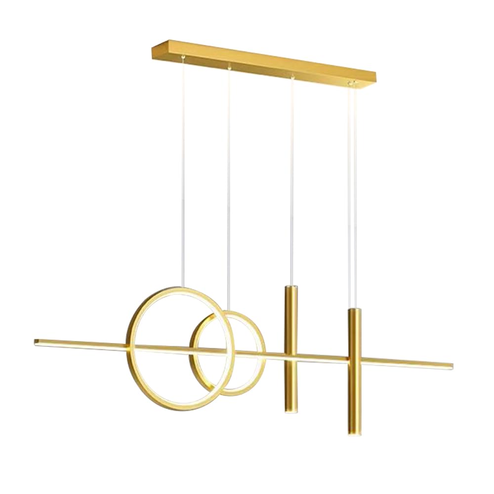 LYMSXAZOU Linear Pendant Light Geometric LED Chandelier Ceiling Lamp Dining Table Fixture Modern Hanging Chandeliers for Kitchen Island Restaurant Office Bedroom