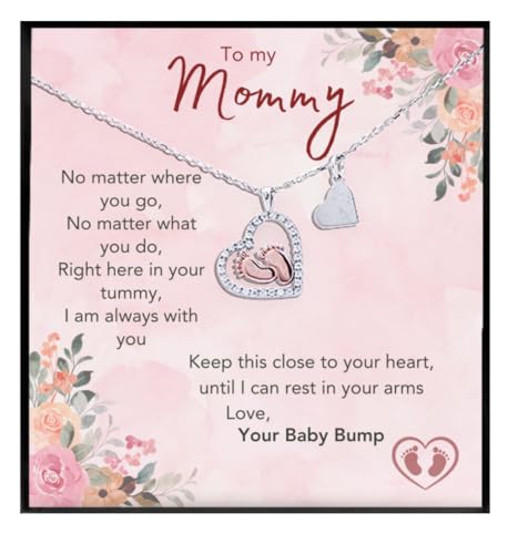 Mommy to Be Gift, Mom to Be - Sterling Silver Baby Feet Necklace, Pregnancy Gifts, to My Mommy from Baby Bump Necklace, Expecting Mom Gifts1