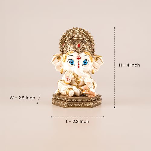 Image of Artarium Bal Ganesha Resin Idol Decorative Ganesh Statue for Home Decor Mandir Living Room Bedroom Table Gift Item Showpiece for Housewarming Festival Decoration (Bal Ganesha Idol | Cream Color)