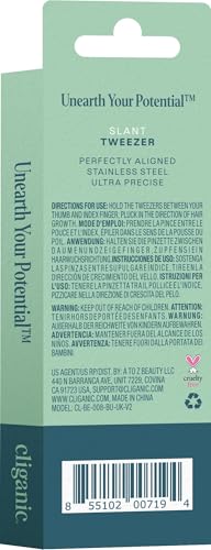 Image of Cliganic Tweezers For Eyebrows, Women Facial Hair & Men, Slant Tip, Pink
