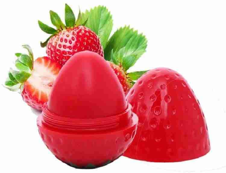Strawberry Lip Balm Moisturizing Hydrating Smooth Care for Dry Cracked Lips Cute Fruit Design Beauty Cosmetic Nourishing Gloss LipStick Liploss for Soft Supple Look Red-image-0