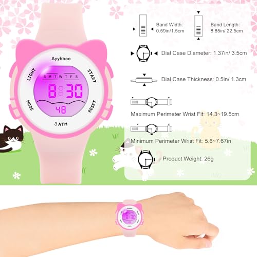 Image of Kids Digital Analog Watches for Girls Boys, 7 Color Lights Waterproof Cute Wristwatches for Kids with Alarm Stopwatch, Great Present for Girls Boys Ages 5-13