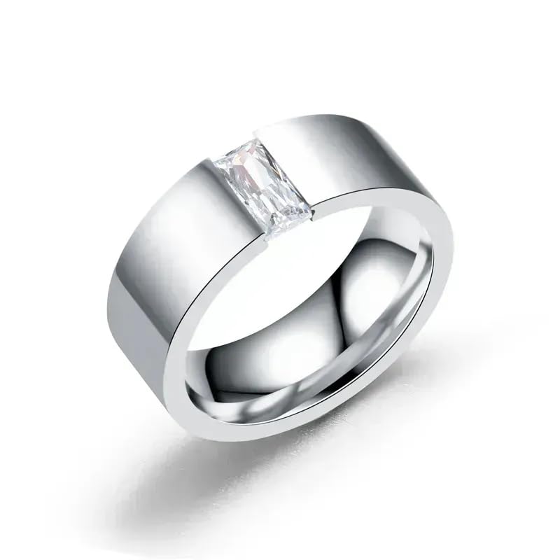 Via Mazzini No-Tarnish No-Rusting Stainless Steel Crystal Proposal Engagement Band Ring for Men and Boys (Ring0647) (B07TP21WQW) Amazon Price History, Amazon Price Tracker