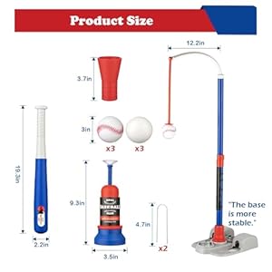 Adjustable T Ball Set for Kids 3 8 Outdoor Baseball Toy with Bat Ball Tee Sports Gift for Toddlers Boys in Backyards