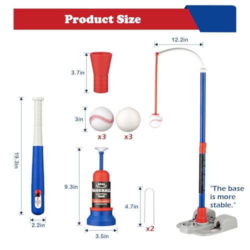 VROGTIK Adjustable T-Ball Set for Kids 3-8 | Outdoor Baseball Toy with Bat, Ball & Tee | Sports Gift for Toddlers & Boys in Backyards by VROGTIK - Image 5