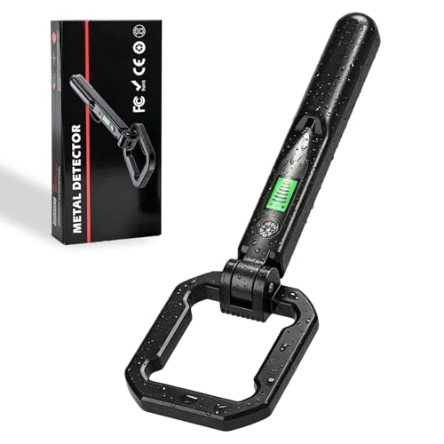 Foldable Handheld Metal Detector 360 High Sensitivity Pinpointer IP66 Waterproof Portable Metal Detector with LCD LED Light & Compass Lightweight for Beach Camping Kids & Adults
