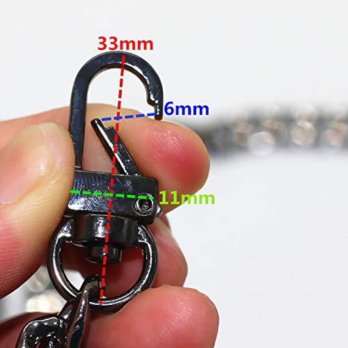 Image of Model Worker DIY Iron Flat Chain Strap Handbag Chains Purse Chain Straps Shoulder Cross Body Replacement Straps with Metal Buckles (31.5 inch, Gun-Black)
