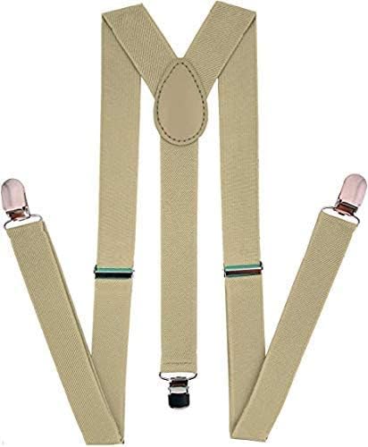 Men’s Elastic Y-Back Suspenders – Clip-On Adjustable Braces for Casual Trousers, Beige, One Size Fits All-image-31
