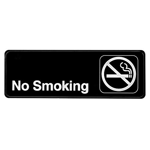 40% Off Discount Alpine Industries No Smoking Sign - Visible Black Wall/Door Placard w/Adhesive Back, White Text for Smoke Free Restaurants, Offices & Gas Stations