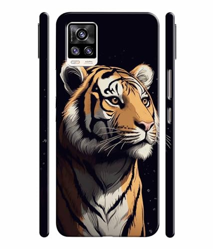 Image of Tiger Faces Animal Printed Hard Back Case Cover & Compatible for Vivo V20 2021 (Multicolor) - D1807