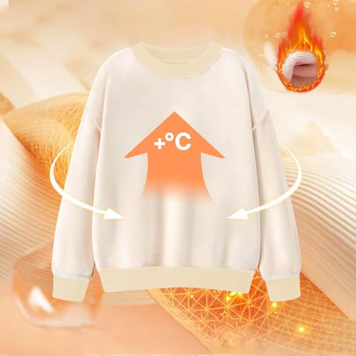 Fleece Lined Sweatshirts For Kids Long Sleeve Crewneck No Hood Pullover Top Winter Thermal Warm Sweatshirt3