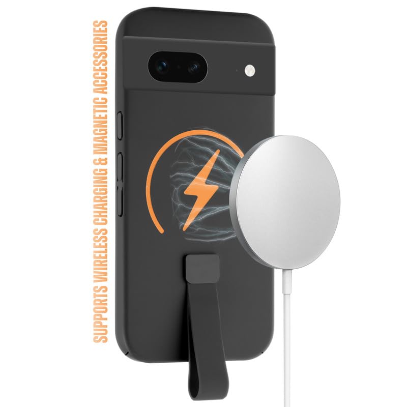 Image of Mr. Case Back Cover for Google Pixel 7 Compact and Stylish Silicon Finish Hard Back | Integrated Grip Strap | Wireless Charging Support - Black