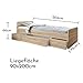 Boro Modernes Einzelbett mit 3X Schubkästen 90 x 200 cm - Praktisches Jugendzimmer Kojenbett in Eiche Sonoma Optik - 95 x 66 x 204 cm (B/H/T)