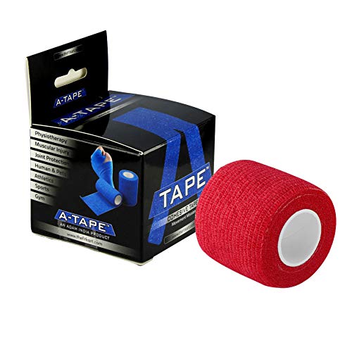 Image of Cohesive Self Adhesive Bandage | Self-Adhesive Compression Wrap - Sports, Gym & Joint Protection Tape | (Reusable & Waterproof, 5 cm X 4.5 Mtr) Crepe Bandage Pack of 2 (Green & Red)