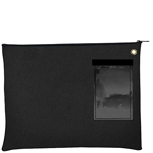 BankSupplies Canvas Interoffice Mailer, 14 oz. - 14W x 11H - Black - Transit Bag - Large Zipper Bag with...
