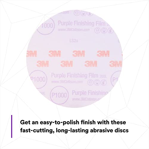 Image of 3M Hookit Purple Finishing Film Abrasive Disc 30669, 6 in, 1000+ Grade, 50 Pack, Clear Coat Sanding, Paint Finishing, Defect Removal, Long Lasting