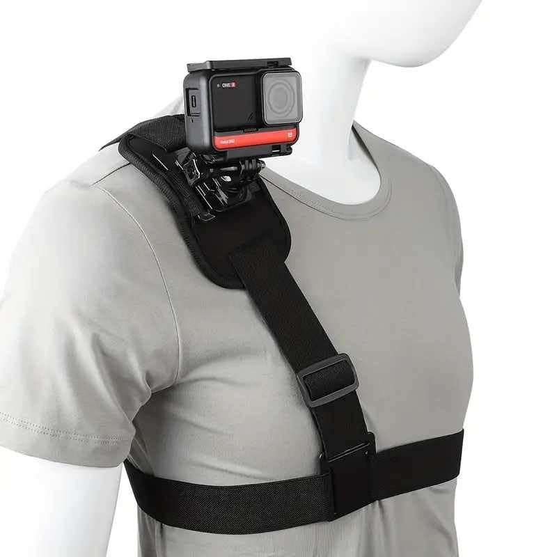 Soporte para cámara Deportiva para Hombro, Soporte Ajustable para Cámara, Soporte Cámara Hombro, Apto para POV/VLOG, Compatible con Gopro y Otras Cámaras Deportivas, Negro