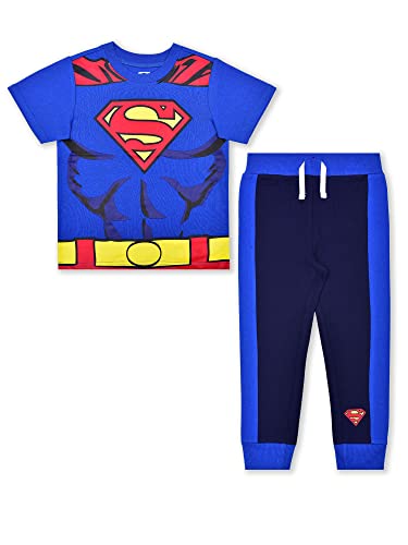 Warner Bros Jogger Set for Boys, Superman Short Sleeve Shirt and Sports Pants, Size 4T