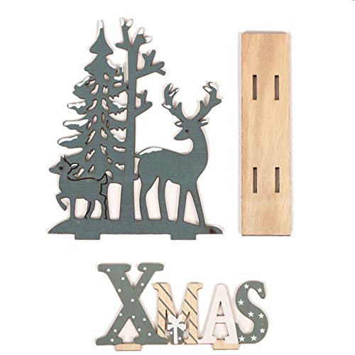 Artisanat de bureau en bois d'élan et de sapin de Noël