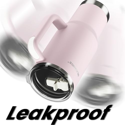 Image of For Travel & Gym - Never Drink from a Moldy Lid Again: 40oz Hygienic Tumbler, 100% Leakproof Lid & Removable Foldable Spout. Reinforced Base, Fits Cup Holders - Pink Sand