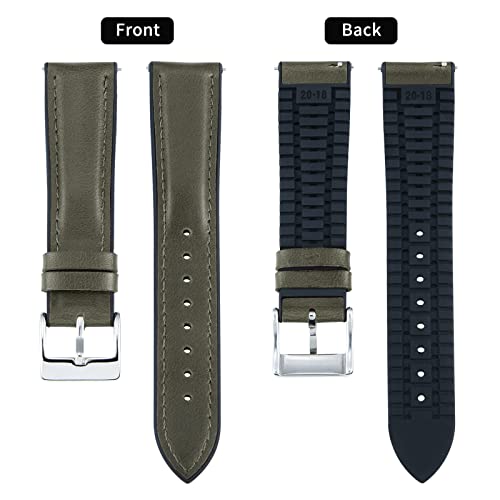 Image of BINLUN Leather Watch Band 14mm 16mm 18mm 19mm 20mm 21mm 22mm Quick Release Premium Oil Wax Leather and Breathable Silicone Hybrid Watch Bands Replacement Strap for Men Women