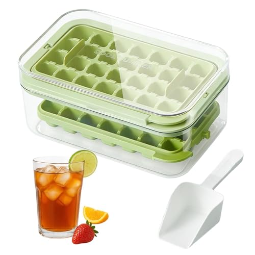 Cubitera transparente y flexible con tapa, fácil de vaciar, molde para cubitos de hielo con tapa, para cocina, frigorífico, congelador, comida, bebidas, whisky