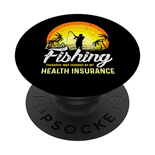 Funny Fishing Rod Therapy Humor Sarcasm Rod Sunset Fisherman PopSockets Agarre y Soporte para Teléfonos y Tabletas