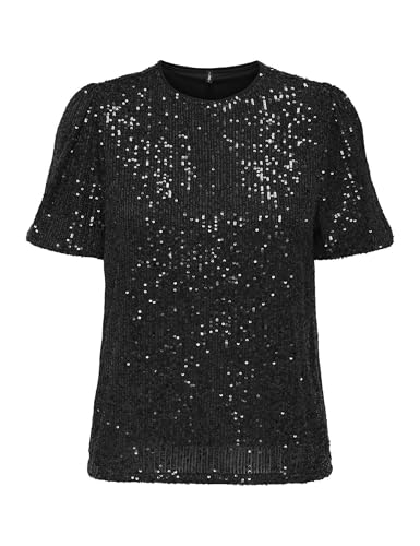 Top ONLY Onlana loose à paillettes pour femme : T-shirt brillant et fluide