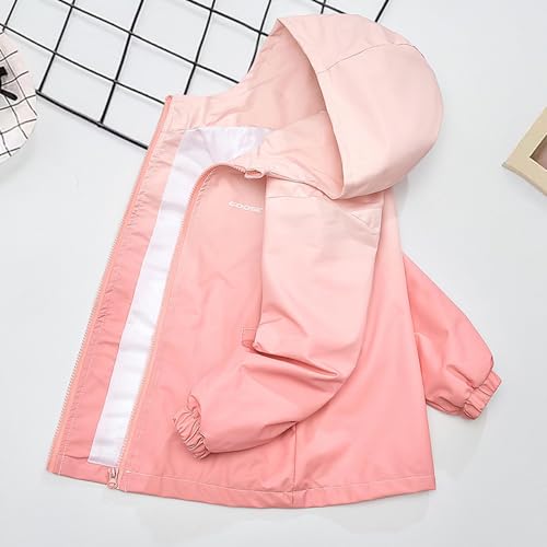Girls Gradient Outdoor Hooded Jacket Lightweight Versatile Cute Zip Up Outerwear Coat with Pockets for 3-15 Years3