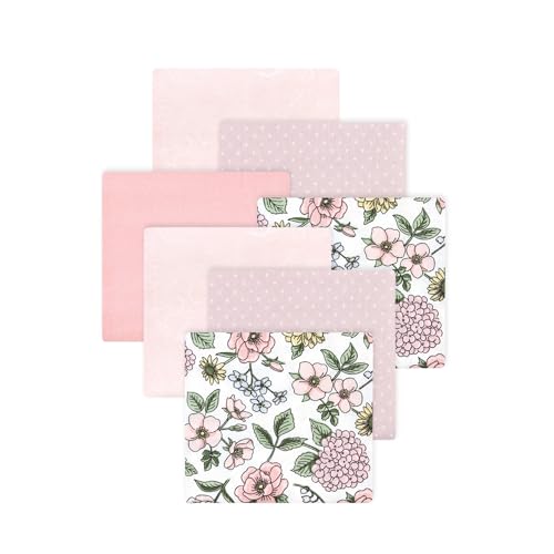 Image of Little Treasure Hudson Baby Cotton Poly Flannel Receiving Blankets Multipack, Pink Vintage Blossom, 30x30 inches