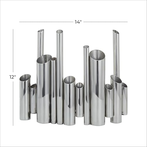 CosmoLiving by Cosmopolitan Stainless Steel Organ Pipe Tube Vase, 14" x 4" x 12", Silver by CosmoLiving by Cosmopolitan - Image 6