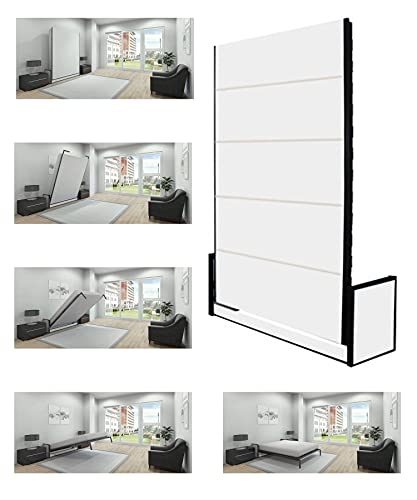 Area totale: 160cm x 200cm Wallbedking Letto a Scomparsa - Verticale Matrimoniale 160cm x 200cm Studio (Letto Salvaspazio, Letto Estraibile, Letto Ribaltabile, Letto a Muro, Letto per Ospiti)