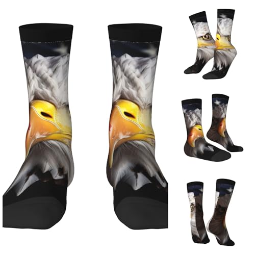 LZQPOEAS America Flag and Eagle Athletic Socks Unisex Cushioned Crew Socks Hiking Running Calf Sock Soft Above Ankle Sock