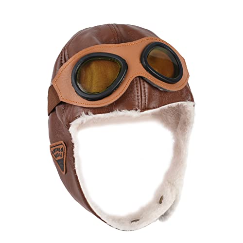 HUIANER Soft Warm Hat Leather Cap with Earmuffs for Baby Kids Photography Props Coffee